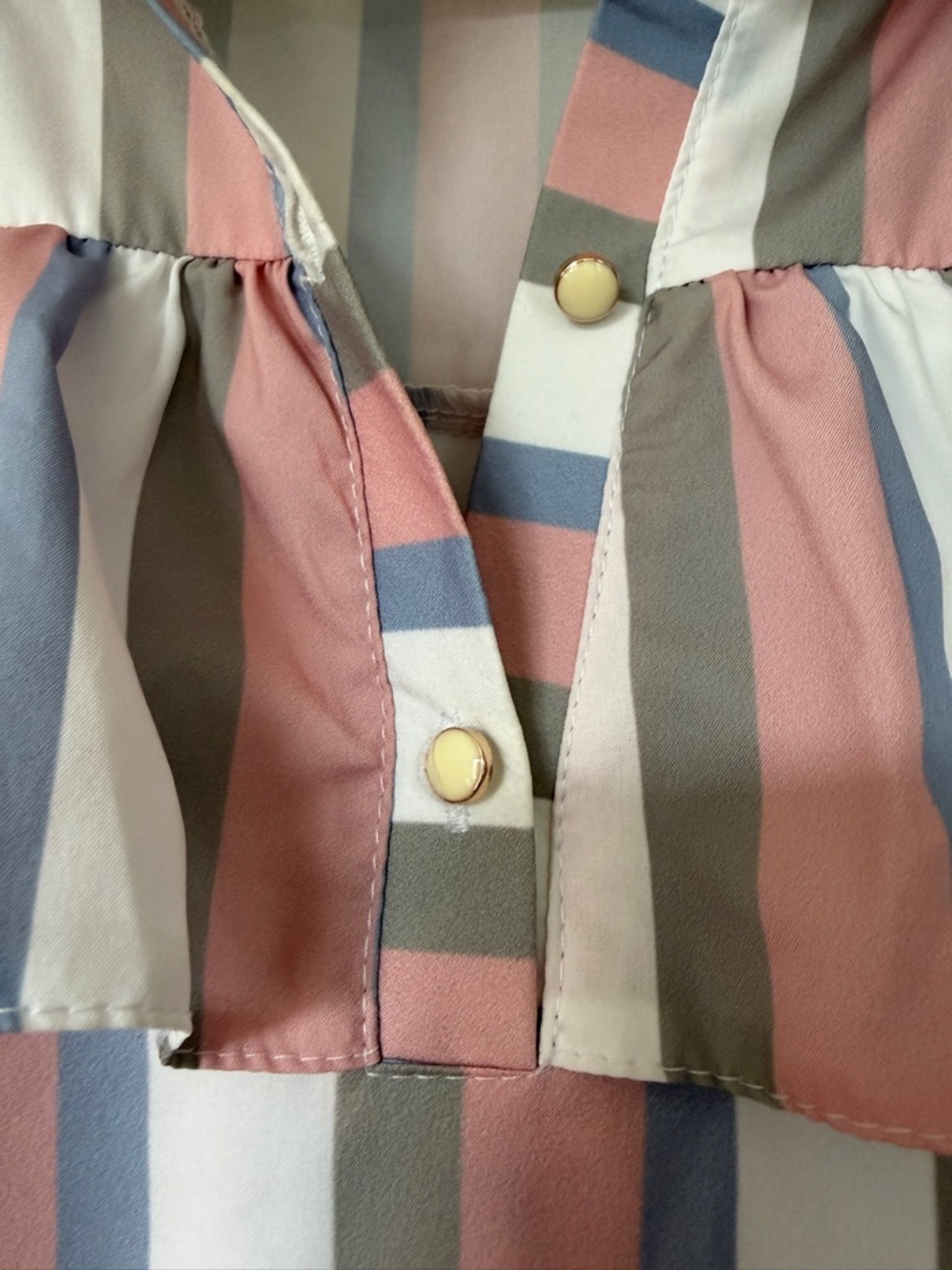 Striped Cold-Shoulder Midi Dress in Pink, Blue, Gray & White - Picture 3 of 7